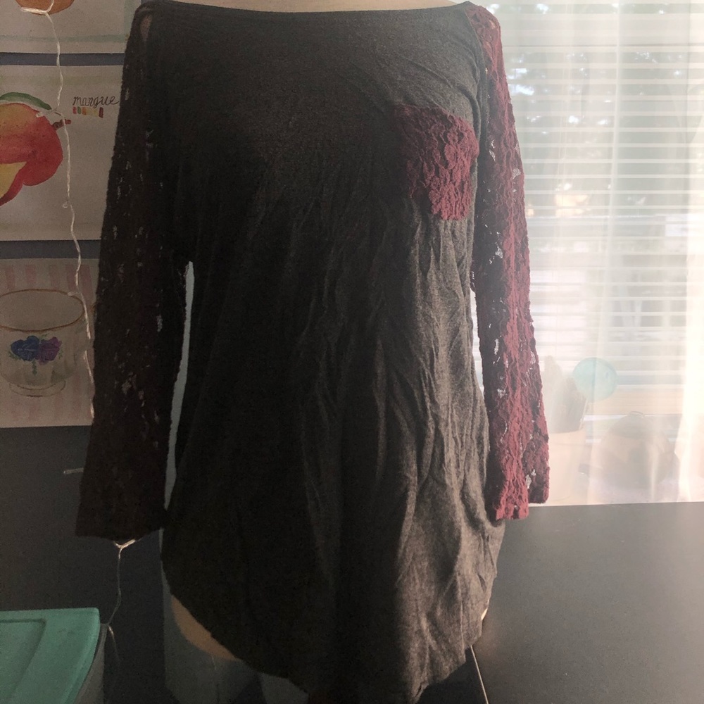 Maroon and dark grey long sleeve shirt size L